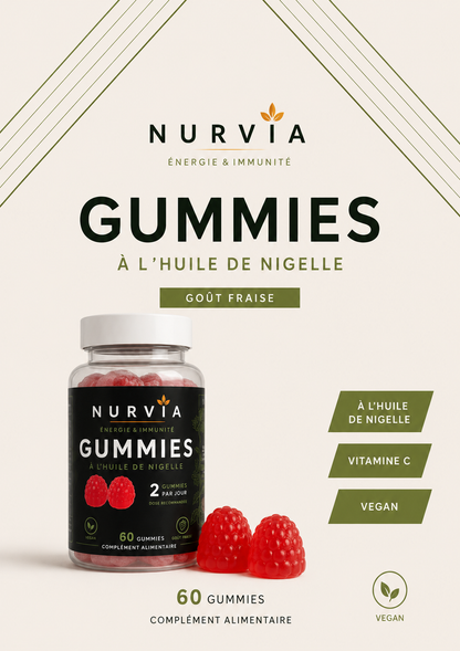Nurvia — Gummies Énergie & Immunité pour les actifs exigeants