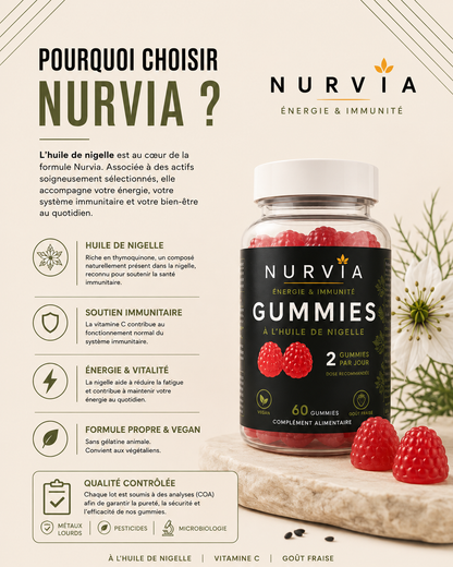 Nurvia — Gummies Énergie & Immunité pour les actifs exigeants
