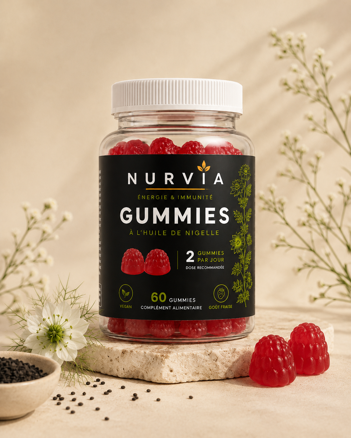 Nurvia — Gummies Énergie & Immunité pour les actifs exigeants